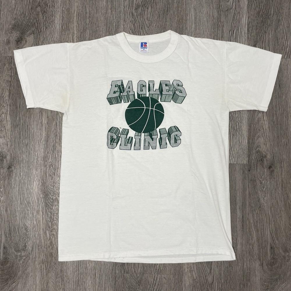 VTG Russell Athletic T-Shirt Men's Medium White Eagles Basketball Single Stitch